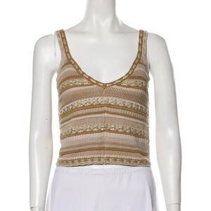 Alice + Olivia Knit V-Neck Tank Top in Gold